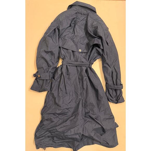 Vtg Totes The Totes Coat Women's Trench/Rain Coat Blue Size 12P Hood/Shldr Pads - Picture 6 of 7